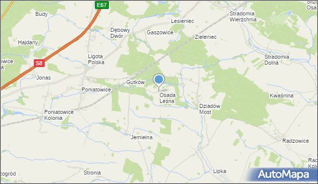 mapa Osada Leśna, Osada Leśna gmina Oleśnica na mapie Targeo
